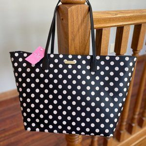 Kate Spade Black and White Polka Dot Leather Tote - BNWT